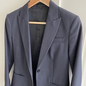 Theory Women's Gabe Navy Blue Wool Blazer (Size 2)